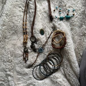 Bohemian Beaded Jewelry Set - Turquoise and Brown